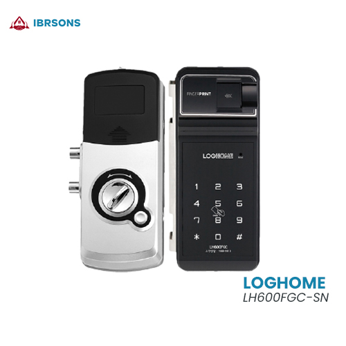 LOGHOME - Elegant Design 4 Way Operated Fingerprint, RFID Card, Key & Pin Method Digital Glass Door Lock LH600FGC-SN - Remote Controlled (Optional)