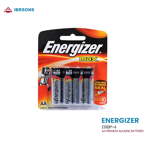 Energizer E91BP-4 - AA Premium Alkaline Batteries - 4-Pack Double A Batteries